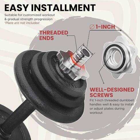 A2ZCare Threaded Dumbbell Handles/Adjustable Dumbbell Bar Handles - Fit 1 inch Standard Weight Plate - Weightlifting Accessories - Sold in Pair (Thread Dumbbell Handle - 14inch) in Kuwait