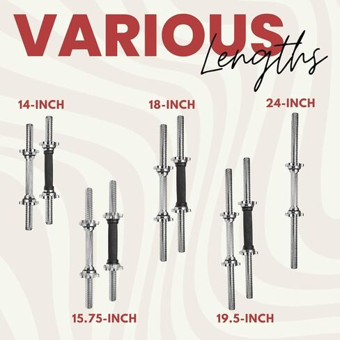 A2ZCare Threaded Dumbbell Handles/Adjustable Dumbbell Bar Handles - Fit 1 inch Standard Weight Plate - Weightlifting Accessories - Sold in Pair (Thread Dumbbell Handle - 14inch) in Kuwait