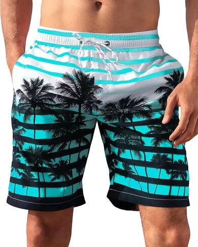 APTRO Men's Swim Trunks Long Palm Board Shorts Beach Swimwear #D1701 Green M in Kuwait