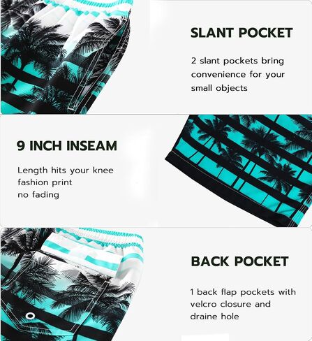 APTRO Men's Swim Trunks Long Palm Board Shorts Beach Swimwear #D1701 Green M in Kuwait