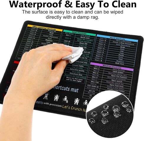 Excel Cheat Sheet Desk Pad 26x21x0.2cm Excel Mouse Pad Shortcuts Anti-Slip Keyboard Excel Shortcuts Mousepad with Stitched Edges for Computer in Saudi Arabia