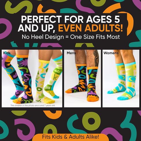 Funny Crazy Socks for Men, Women & Kids – Colorful Over the Calf Styles – 2 Fun Designs – Reinforced Toe – Silly Novelty in Saudi Arabia