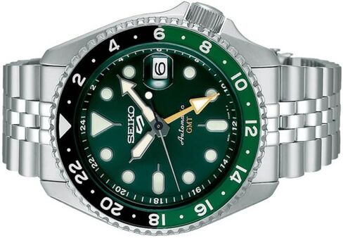 Seiko SSK035 5 Sports Automatic Silver-Tone with Green Dial GMT Series Watch in Saudi Arabia