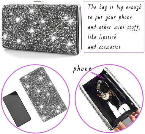 ELABEST Glitter Evening Clutch Bag Rhinestone Handbag Crossbody Purse Wedding Party Bag for Women and Girls (Double sided red crystal) in Saudi Arabia