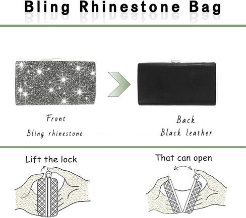 ELABEST Glitter Evening Clutch Bag Rhinestone Handbag Crossbody Purse Wedding Party Bag for Women and Girls (Double sided red crystal) in Saudi Arabia
