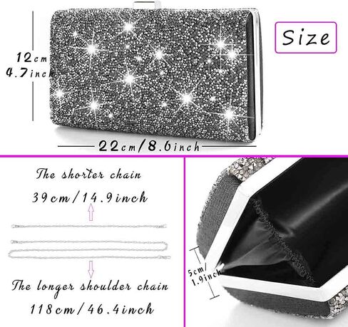 ELABEST Glitter Evening Clutch Bag Rhinestone Handbag Crossbody Purse Wedding Party Bag for Women and Girls (Double sided red crystal) in Saudi Arabia