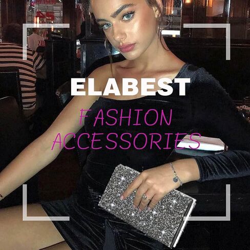 ELABEST Glitter Evening Clutch Bag Rhinestone Handbag Crossbody Purse Wedding Party Bag for Women and Girls (Double sided red crystal) in Saudi Arabia