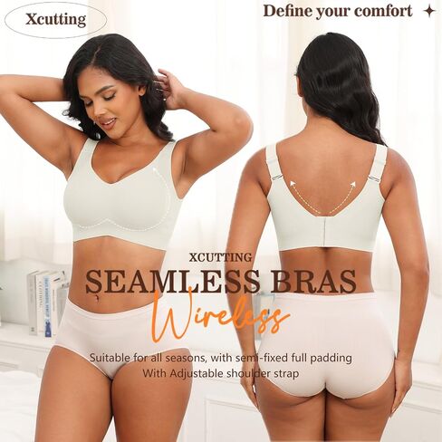 Plus Size Bras for Women No Underwire Full Coverage Everyday Bras Comfortable Wireless Padded Bras in Saudi Arabia