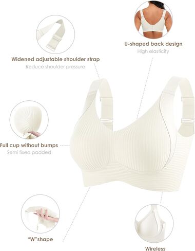 Plus Size Bras for Women No Underwire Full Coverage Everyday Bras Comfortable Wireless Padded Bras in Saudi Arabia