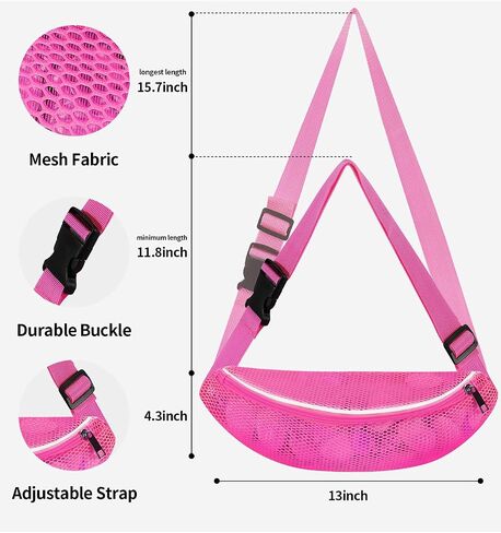 Shell Bag Mesh Beach Bag for Holding Shells Beach Toys Sand Toys Swimming Accessories for Boys and Girls 2 Piece (Pink&Green) in Saudi Arabia