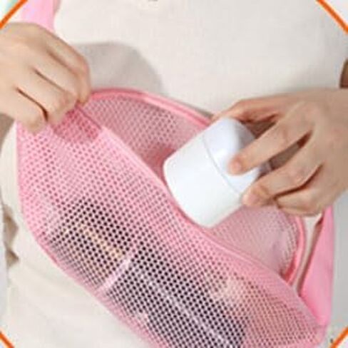 Shell Bag Mesh Beach Bag for Holding Shells Beach Toys Sand Toys Swimming Accessories for Boys and Girls 2 Piece (Pink&Green) in Saudi Arabia