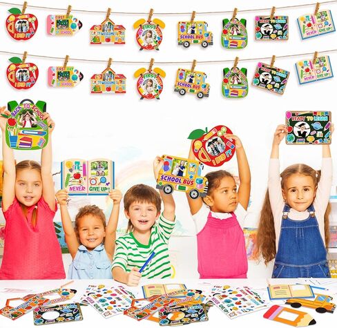 Beeveer 96 Pcs Father's Day Picture Frame Crafts for Kids Father's Day Gifts for Dad DIY Photo Frame Crafts Kits with Stickers for Classroom Home School Kindergarten Party Decorations in Saudi Arabia