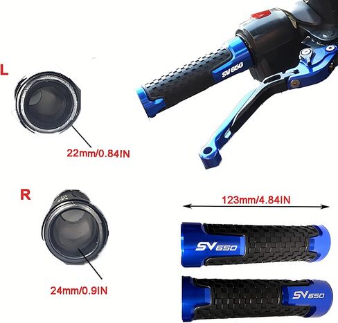 7/8" 22mm CNC Anti-Slip Grips Fit for Suzuki SV650/SV650S/SV650X 1999-2025 | 3-Color Options (Black/Blue/Red) in Saudi Arabia