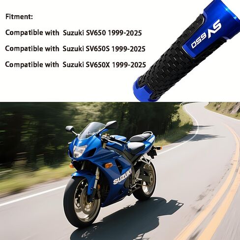 7/8" 22mm CNC Anti-Slip Grips Fit for Suzuki SV650/SV650S/SV650X 1999-2025 | 3-Color Options (Black/Blue/Red) in Saudi Arabia
