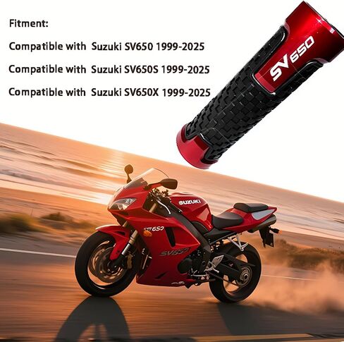 7/8" 22mm CNC Anti-Slip Grips Fit for Suzuki SV650/SV650S/SV650X 1999-2025 | 3-Color Options (Black/Blue/Red) in Saudi Arabia