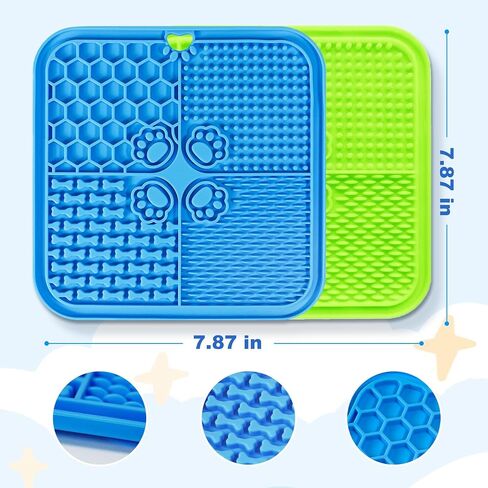 Lick Mat for Dogs, Dog Lick mat Mat with Suction Cups, 2 Pack Dog Food Mat and Slow Feeder Cat Bowl for Dog Anxiety Relief Dog Enrichment Toys for Dog Bathing Station and Cat Grooming (Blue & Orange) in Kuwait