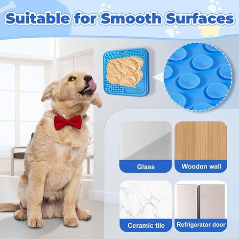 Lick Mat for Dogs, Dog Lick mat Mat with Suction Cups, 2 Pack Dog Food Mat and Slow Feeder Cat Bowl for Dog Anxiety Relief Dog Enrichment Toys for Dog Bathing Station and Cat Grooming (Blue & Orange) in Kuwait