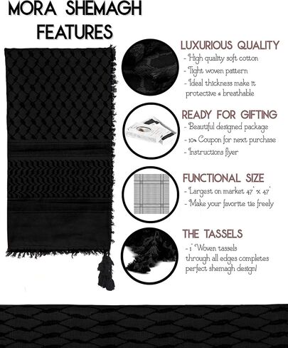 Premium Shemagh ScarF - Beautiful Gift Box - Large Arab Tactical Military Desert Head Neck Keffiyeh Wrap with Tassels in Saudi Arabia