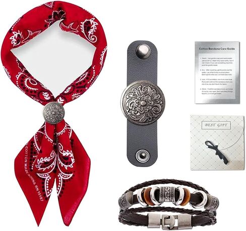 Western Paisley Bandana Hair Ravf مع Buckle العتيقة بنسبة 100 ٪ من منديل رأس القطن Kerchiefs للرجال النساء 22x22 بوصة in Saudi Arabia