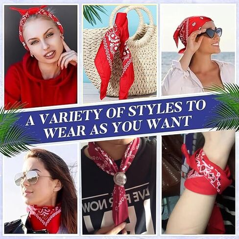 Western Paisley Bandana Hair Ravf مع Buckle العتيقة بنسبة 100 ٪ من منديل رأس القطن Kerchiefs للرجال النساء 22x22 بوصة in Saudi Arabia