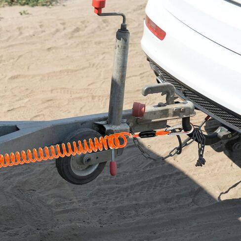 2PCS Trailer Brake Away Cable ، كابلات سلامة فرامل الطوارئ عالية الارتداد مع دبوس و Carabiner ، مفتاح تفصل السلك ملفوف لـ RV Camper Trainer Accessories (Red ، Green) in Saudi Arabia