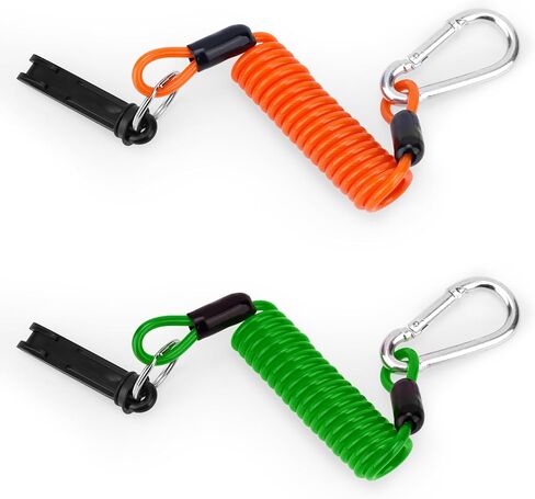 2PCS Trailer Brake Away Cable ، كابلات سلامة فرامل الطوارئ عالية الارتداد مع دبوس و Carabiner ، مفتاح تفصل السلك ملفوف لـ RV Camper Trainer Accessories (Red ، Green) in Saudi Arabia