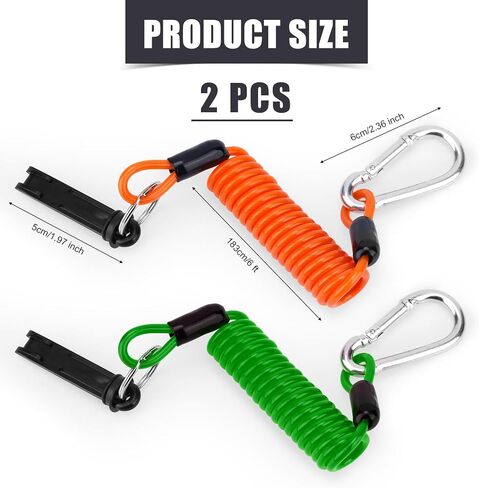 2PCS Trailer Brake Away Cable ، كابلات سلامة فرامل الطوارئ عالية الارتداد مع دبوس و Carabiner ، مفتاح تفصل السلك ملفوف لـ RV Camper Trainer Accessories (Red ، Green) in Saudi Arabia