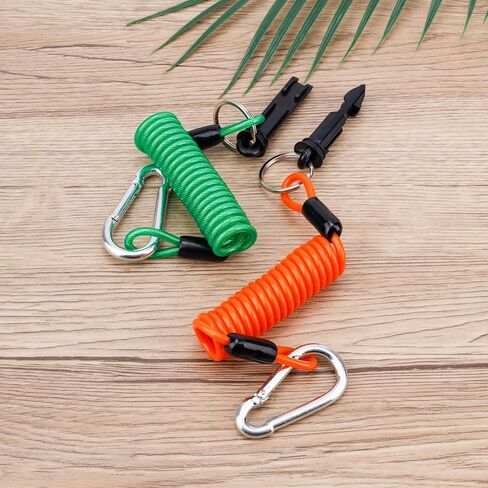 2PCS Trailer Brake Away Cable ، كابلات سلامة فرامل الطوارئ عالية الارتداد مع دبوس و Carabiner ، مفتاح تفصل السلك ملفوف لـ RV Camper Trainer Accessories (Red ، Green) in Saudi Arabia