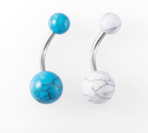 Turquoise Belly Button Ring, Surgical Steel Belly Ring, Western Belly Button Ring for Belly Jewelry, 316L Stainless Steel Navel Ring for Women (Blue Turquoise) in Saudi Arabia