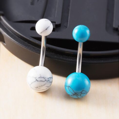 Turquoise Belly Button Ring, Surgical Steel Belly Ring, Western Belly Button Ring for Belly Jewelry, 316L Stainless Steel Navel Ring for Women (Blue Turquoise) in Saudi Arabia