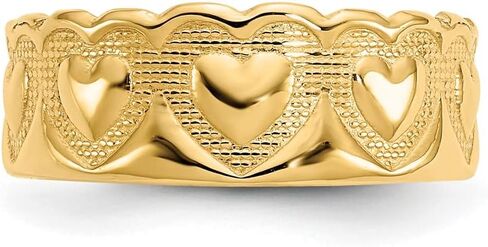 Solid 14k Yellow Gold Heart Toe Ring (6mm) in Saudi Arabia