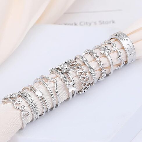 20PCS Silver/Rose Gold Adjustable Toe Rings for Women CZ Flower Heart Open Band Toe Ring Set Summer Beach Hypoallergenic Pinky Rings Foot Jewelry Set in Saudi Arabia