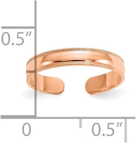 Jewelryweb 14K Rose Gold Mill Grain Tee Ring Ring Ring Ring For Women in Saudi Arabia