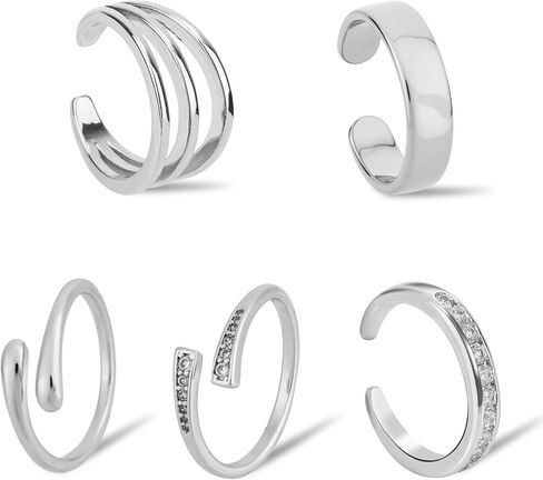 5pcs Toe Rings for Women, 5 Styles Non-Tarnish Open Band Adjustable Band Toe Rings Beach Summer Foot Jewelry for Summer Beach Foot Accessories (Silver) in Saudi Arabia