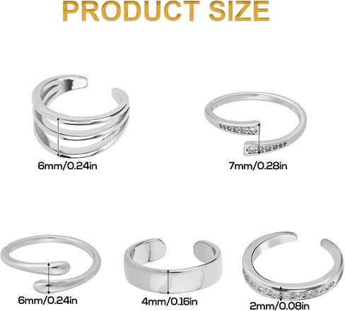 5pcs Toe Rings for Women, 5 Styles Non-Tarnish Open Band Adjustable Band Toe Rings Beach Summer Foot Jewelry for Summer Beach Foot Accessories (Silver) in Saudi Arabia