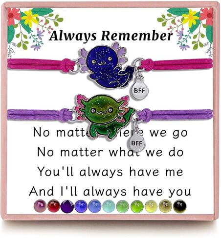 Axolotl/Sea Turtle/Mermaid BFF Bracelets for 2, Animal Friendship Bracelet, Mood Change Colour, Best Friend Mermaid Turtle Axolotl Gifts in Kuwait