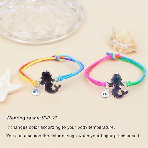 Axolotl/Sea Turtle/Mermaid BFF Bracelets for 2, Animal Friendship Bracelet, Mood Change Colour, Best Friend Mermaid Turtle Axolotl Gifts in Kuwait
