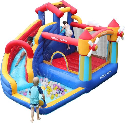 منزل نطاط مع منفاخ، منزل نطاط قابل للنفخ للأطفال مع منزلق للأطفال الصغار في الأماكن المغلقة أو الهواء الطلق أو الفناء الخلفي أو بيت اللعب، قلعة نطاطة مع القفز، حفرة الكرة، طوق كرة السلة وكرات الهدف in Kuwait