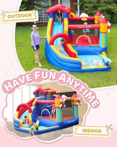 منزل نطاط مع منفاخ، منزل نطاط قابل للنفخ للأطفال مع منزلق للأطفال الصغار في الأماكن المغلقة أو الهواء الطلق أو الفناء الخلفي أو بيت اللعب، قلعة نطاطة مع القفز، حفرة الكرة، طوق كرة السلة وكرات الهدف in Kuwait