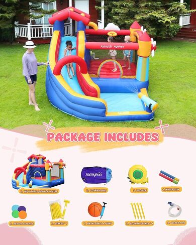 منزل نطاط مع منفاخ، منزل نطاط قابل للنفخ للأطفال مع منزلق للأطفال الصغار في الأماكن المغلقة أو الهواء الطلق أو الفناء الخلفي أو بيت اللعب، قلعة نطاطة مع القفز، حفرة الكرة، طوق كرة السلة وكرات الهدف in Kuwait