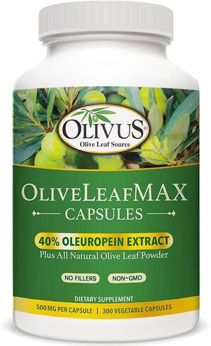 مستخلص أوراق الزيتون Oliveleafmax (40 ٪ من أوليوروبين) + مسحوق أوراق الزيتون العضوي + لا حشو + 60 كبسولات نباتية + مصدر من إسبانيا ومصنعة في الولايات المتحدة الأمريكية في مرفق GMP in Saudi Arabia