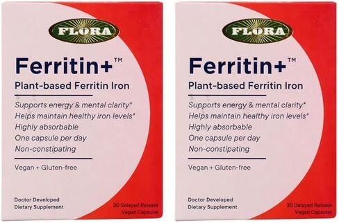 Flora Ferritin+, Plant-Based Ferritin Iron Dietary Supplement, Vegan Friendly, Gluten Free, 30 Vegan Capsules (Pack of 1) in Saudi Arabia
