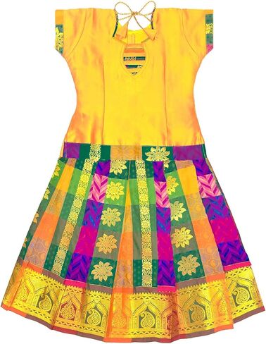 Chandrakala Lehanga Pattu Pavadai For Girls Kids South Indian Dress-6-12 Months, Maroon Multicolour (KL113MAR1) in Saudi Arabia