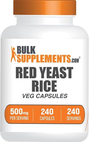 BulkSupplements.com Red Yeast Rice Capsules - Red Yeast Rice Supplement, Herbal Supplement - Vegan, 1 Capsule per Serving, 240 Veg Capsules (Pack of 1) in Saudi Arabia