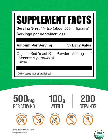 plksupplements.com مسحوق الأرز الأحمر العضوي - ملحق الأرز الأحمر ، لصحة القلب - صديقة للنباتات ، 500 ملغ لكل وجبة ، 500 جرام (1.1 رطل) (حزمة 1) in Saudi Arabia