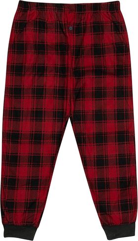 North 15 Boy's Super Soft Pajama pants, Plaid Fleece Lounge Pants With Bottom Rib in Saudi Arabia