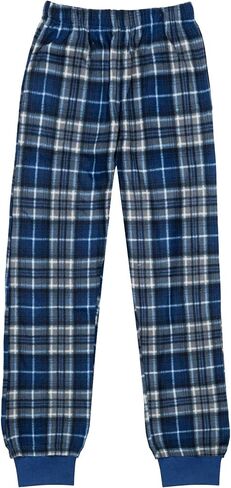 North 15 Boy's Super Soft Pajama pants, Plaid Fleece Lounge Pants With Bottom Rib in Saudi Arabia