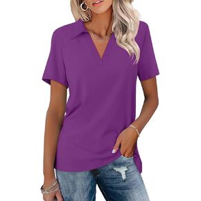 قمصان بولو نسائية بأكمام قصيرة ورقبة على شكل حرف V من ORANDESIGNE، قمصان صيفية بياقة، وتي شيرتات فضفاضة كاجوال in Kuwait