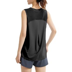 Women's Lightweight Workout Tops Mesh Tanks Active Sleeveless Yoga Tennis Shirts Athletic Running Clothes for Women in Kuwait