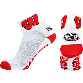 NCAA Wisconsin Badgers Black Quarter Socks, One Size, Red in Saudi Arabia